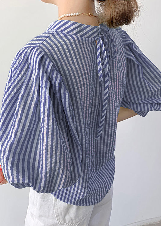 Damebluse Blåstripet med Puffermer 3