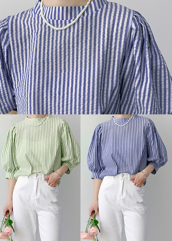 Damebluse Blåstripet med Puffermer 4