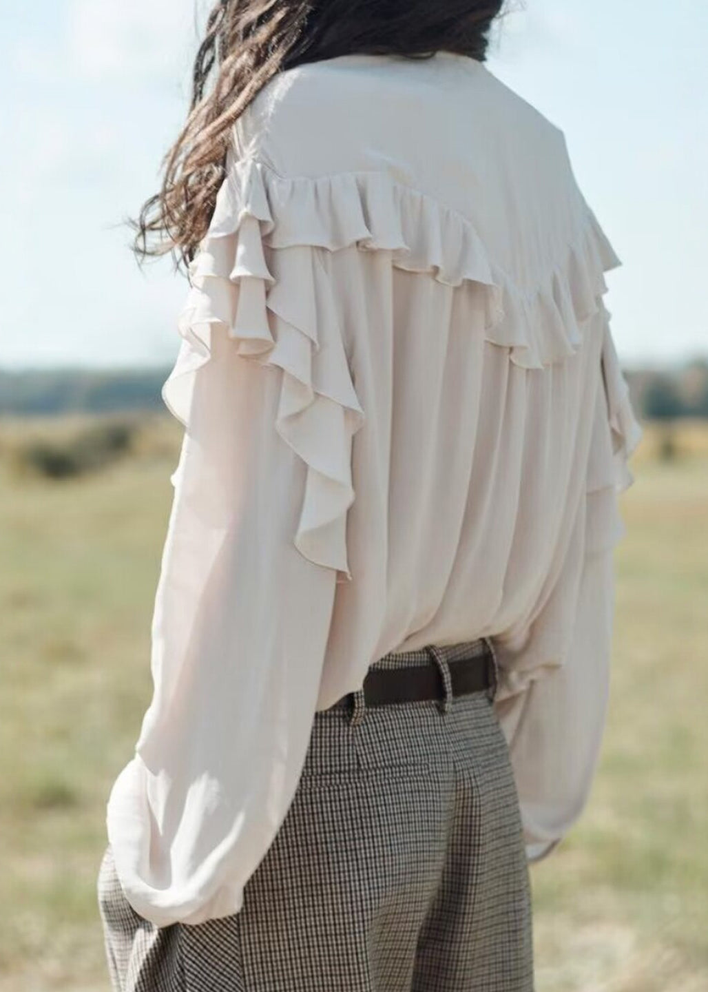 Damebluse Langermet Overdimensjonert Blonde og Chiffon 2