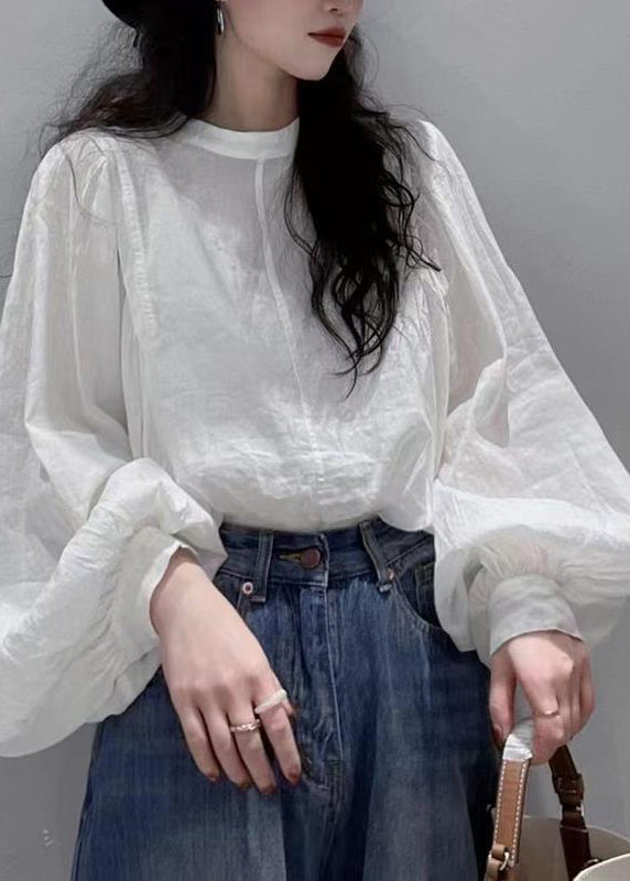 Damebluse O-hals med Lanterneermer 2