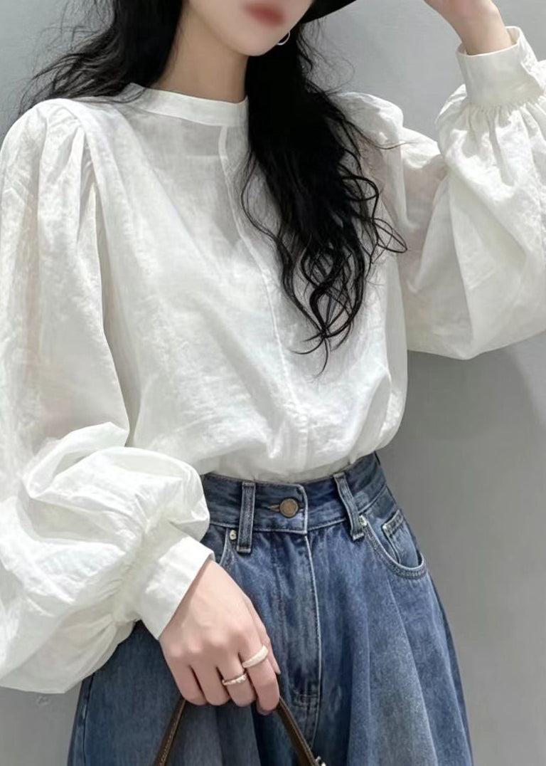 Damebluse O-hals med Lanterneermer 3