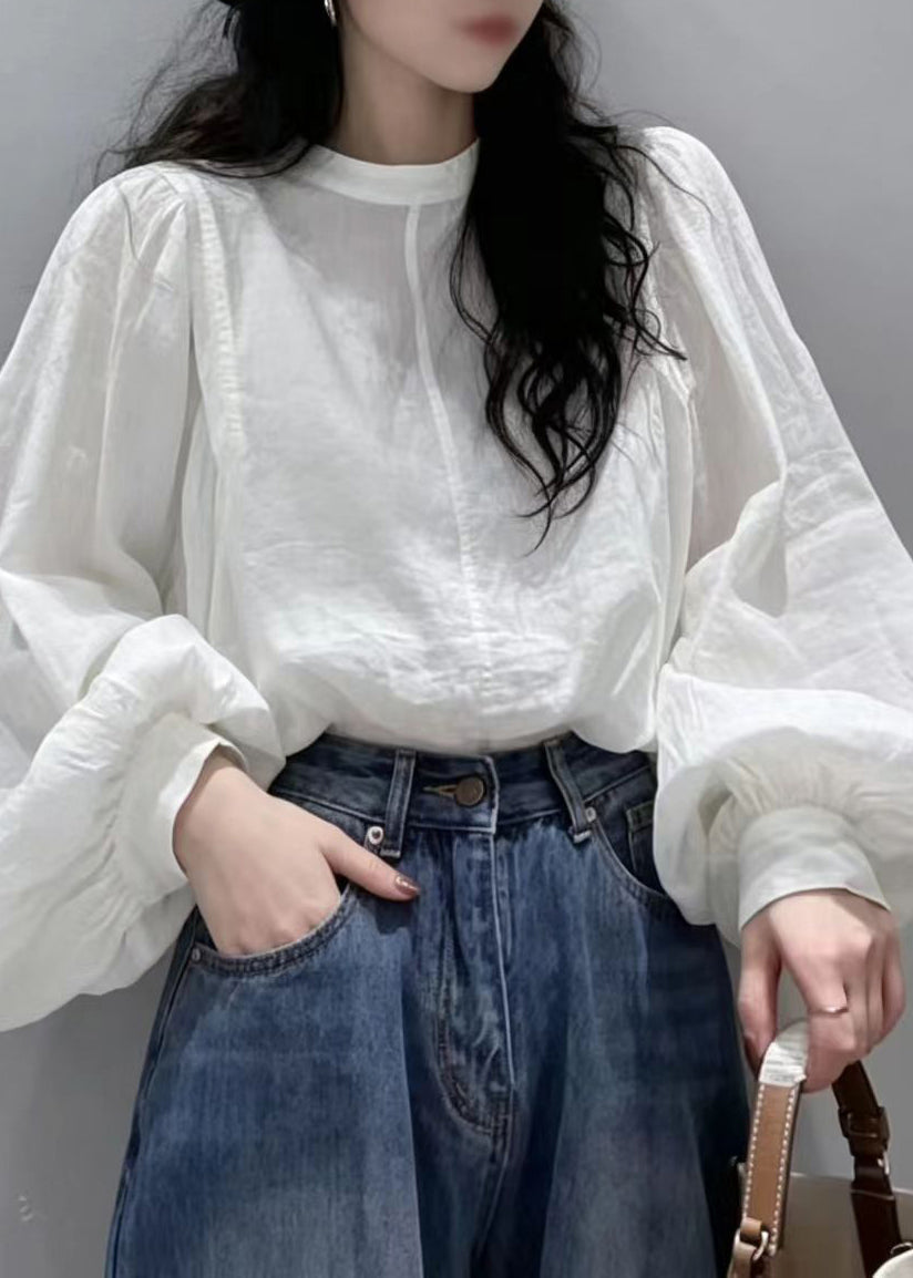 Damebluse O-hals med Lanterneermer 4