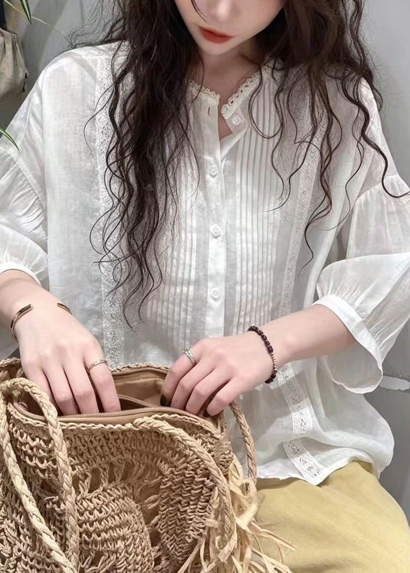 Damebluse Rynkete Design Halv Erme 2