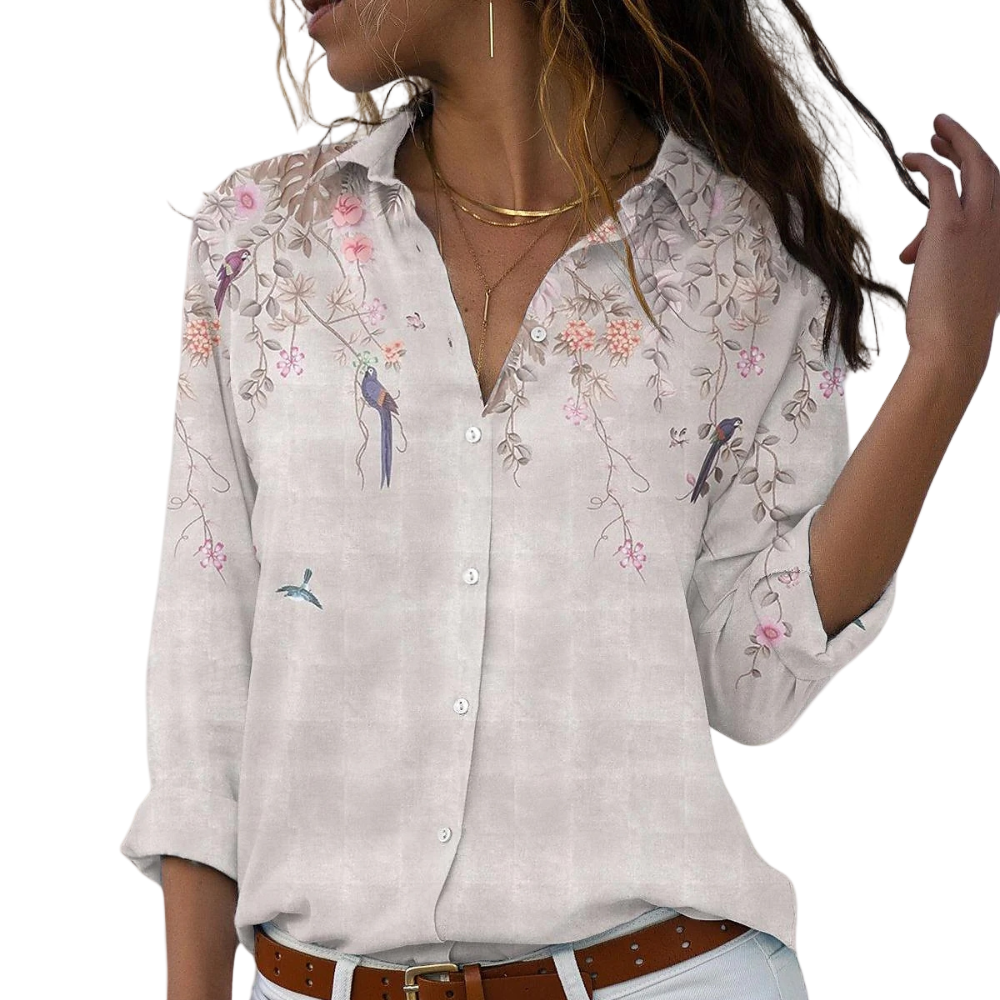 Damebluse med Blomsterbroderi og Puffermer 0