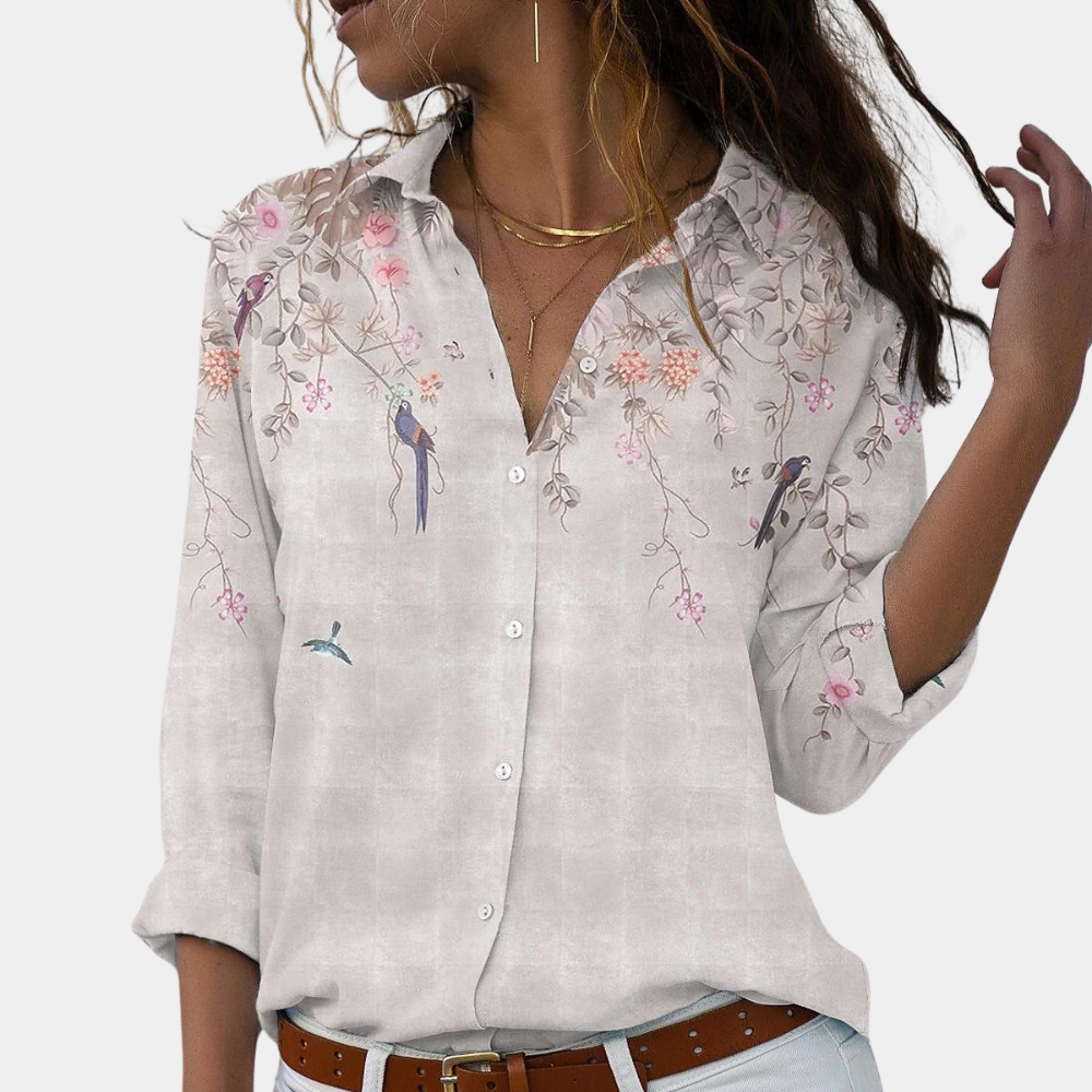 Damebluse med Blomsterbroderi og Puffermer 1
