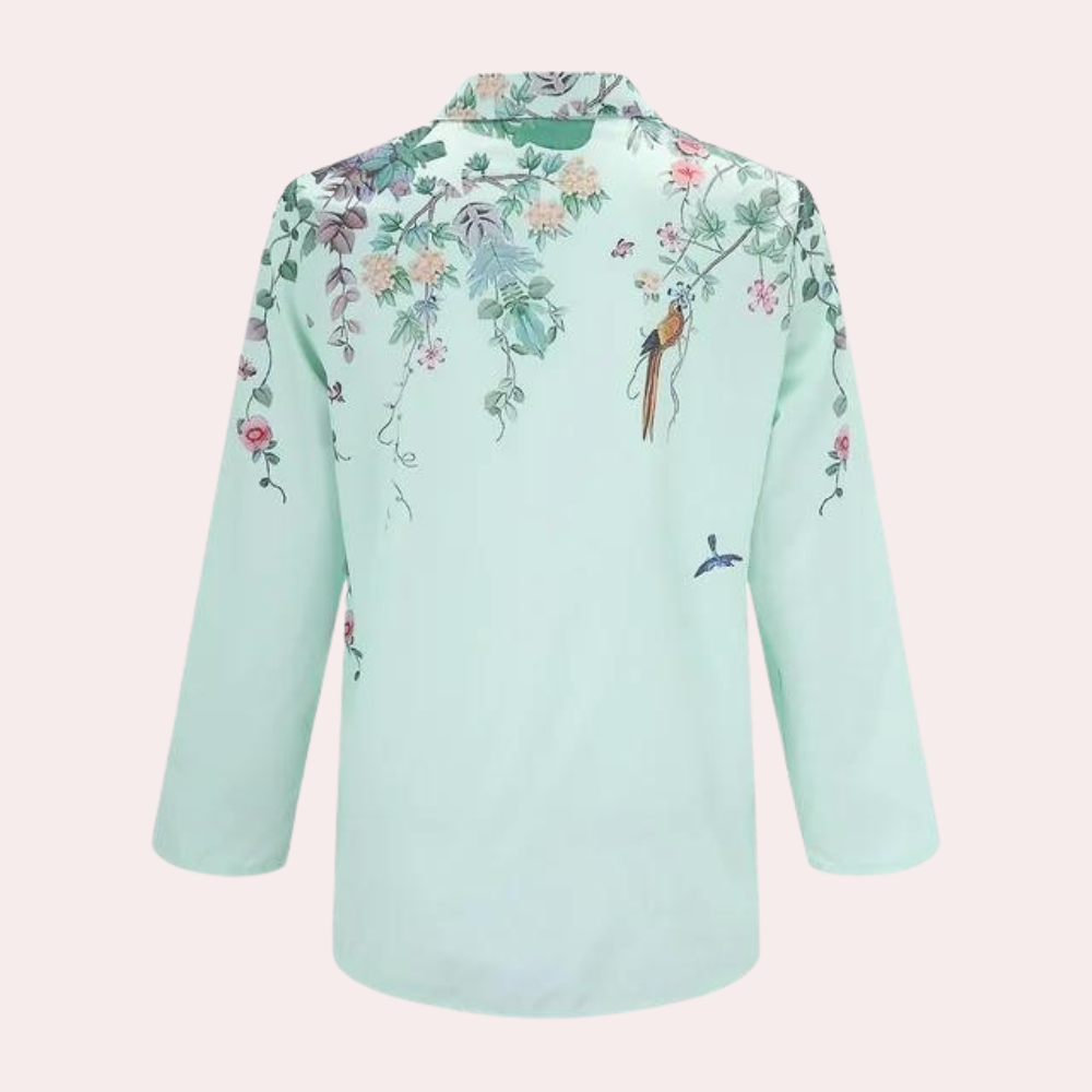 Damebluse med Blomsterbroderi og Puffermer 3