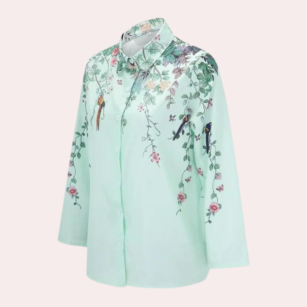Damebluse med Blomsterbroderi og Puffermer 4