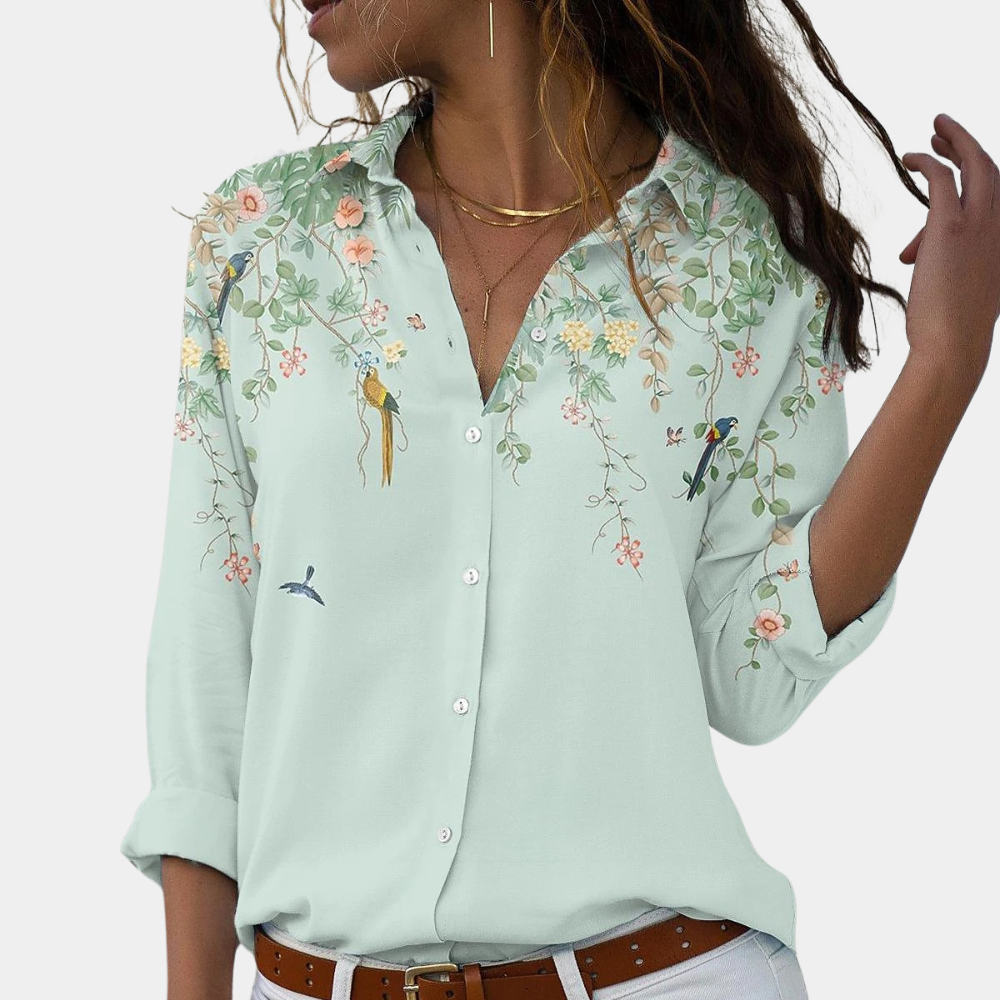 Damebluse med Blomsterbroderi og Puffermer 5