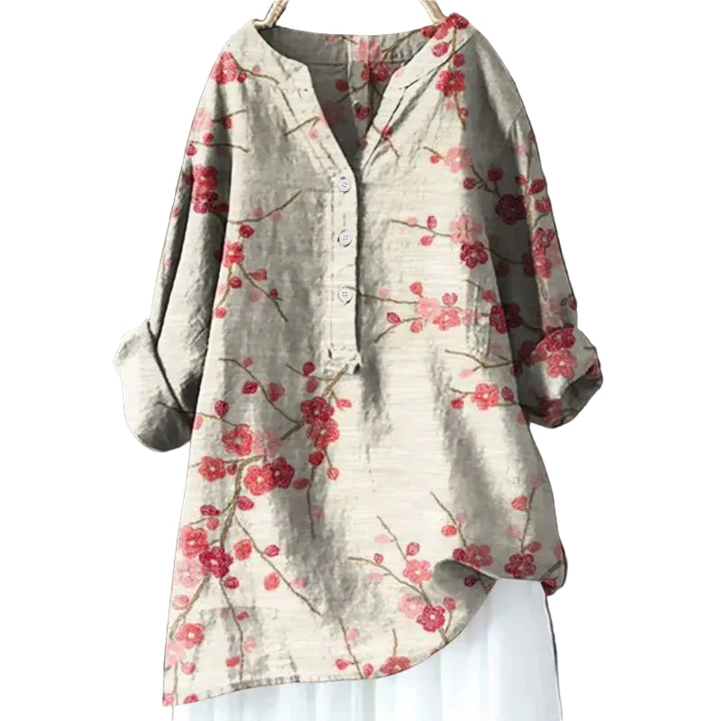 Damebluse med Blomstertrykk 0