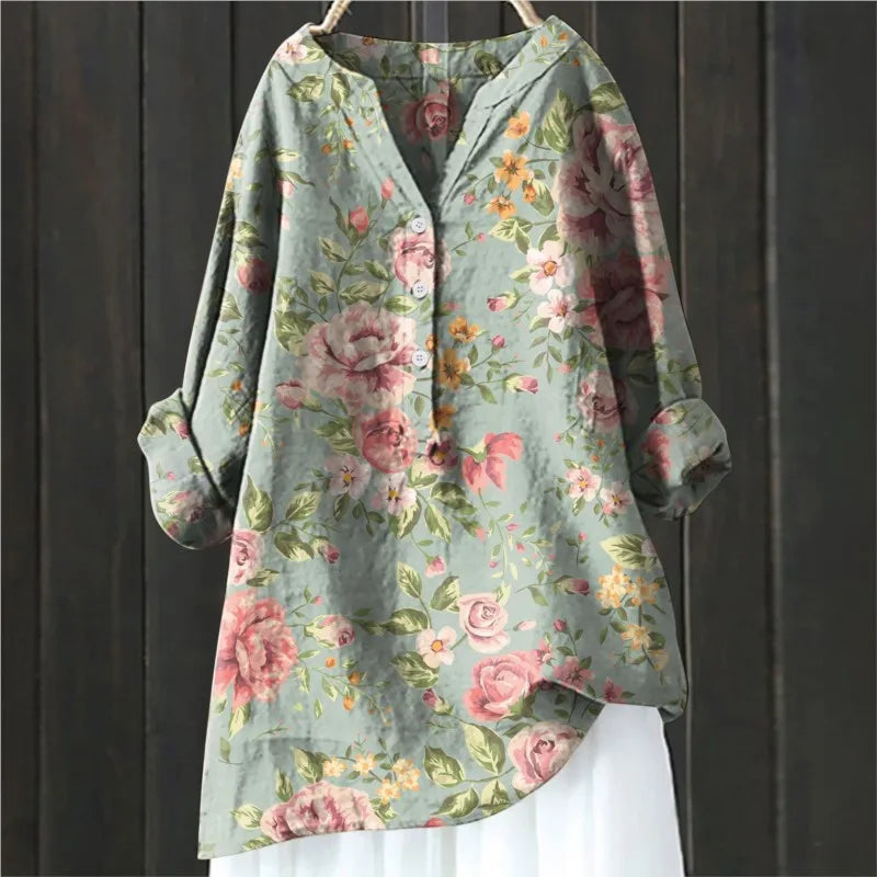 Damebluse med Blomstertrykk 3