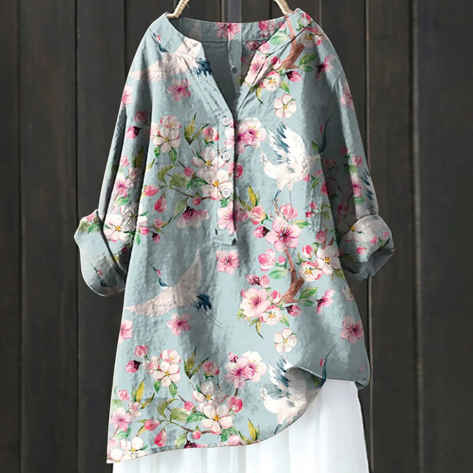 Damebluse med Blomstertrykk 7