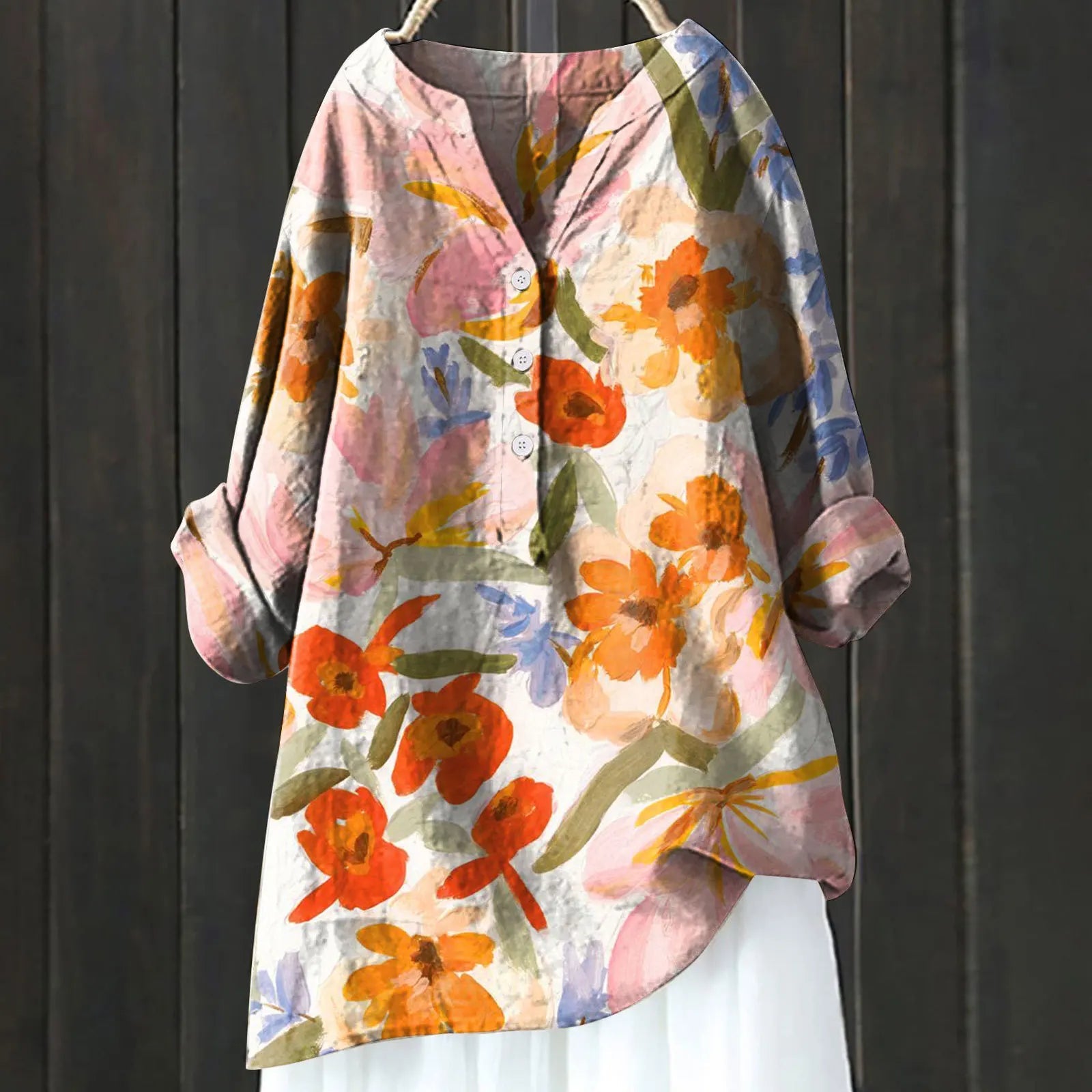 Damebluse med Blomstertrykk 8