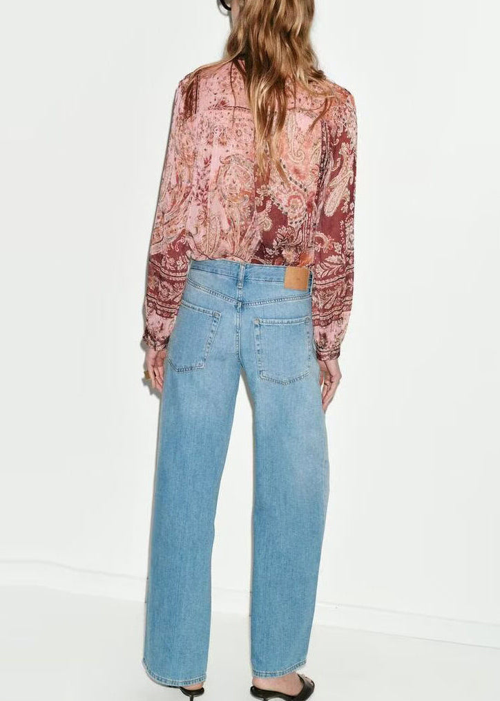 Damebluse med Drapering og Snøring Langermet 2