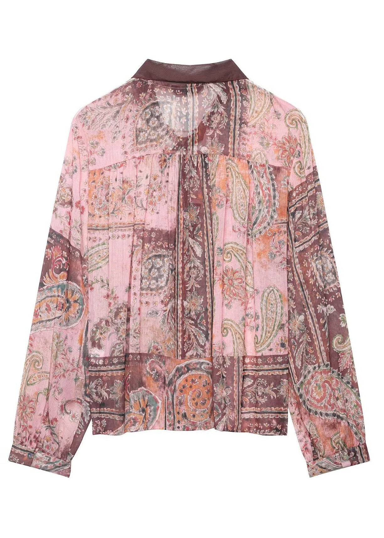Damebluse med Drapering og Snøring Langermet 3