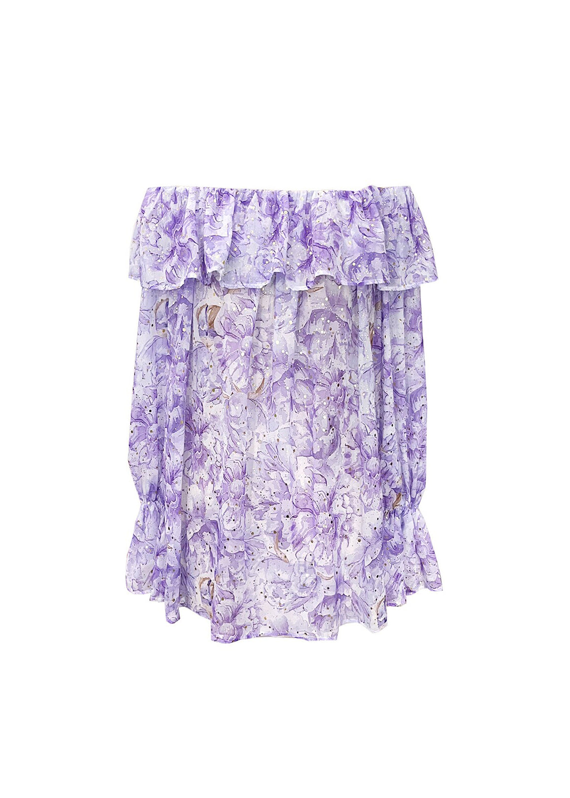 Damebluse med Rysjer og V-hals Mønstret Design 4