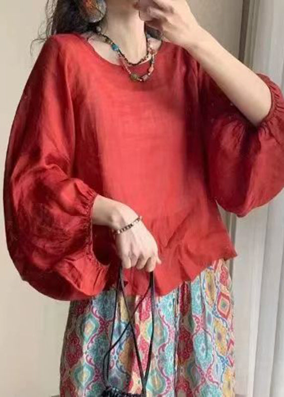 Damebluse med lanternerm og rund hals i klassisk design 1