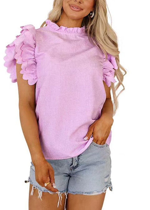 Damebluse med volanger og butterfly-ermer 1