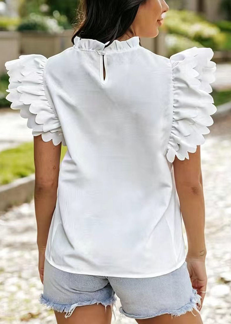 Damebluse med volanger og butterfly-ermer 3