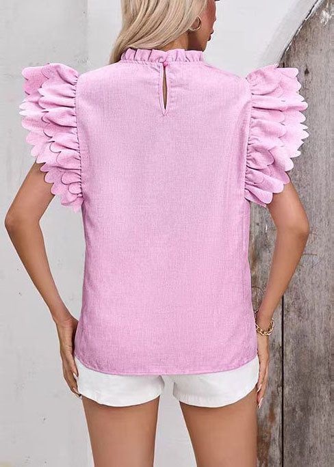 Damebluse med volanger og butterfly-ermer 4