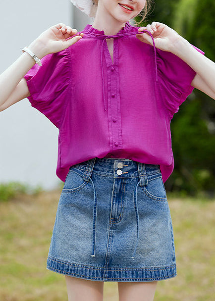 Damebluse med volanger og puffermer 1