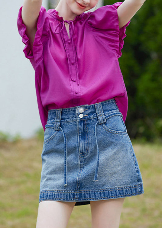 Damebluse med volanger og puffermer 3