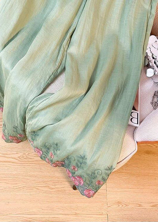 Damebukse med brodert detalj og elastisk midje løs passform 3