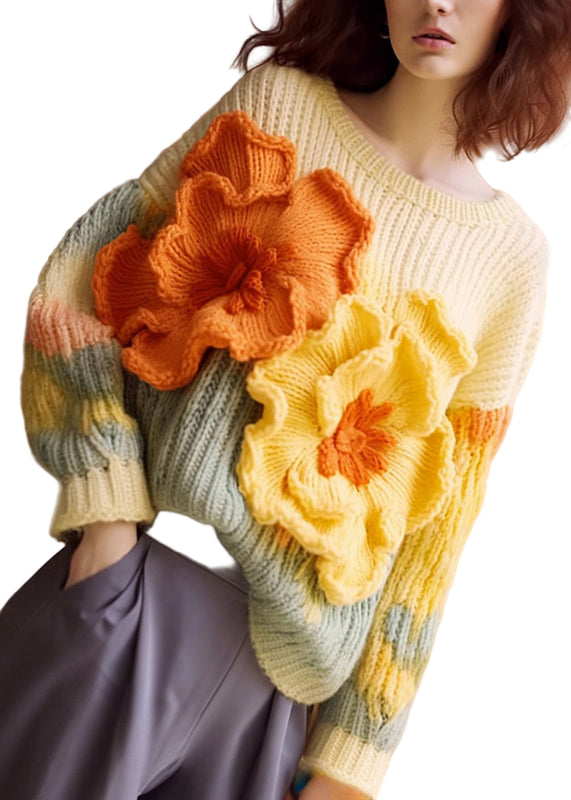 Damegenser med Lange Ermer i Unik Aprikosblomstret Design 0