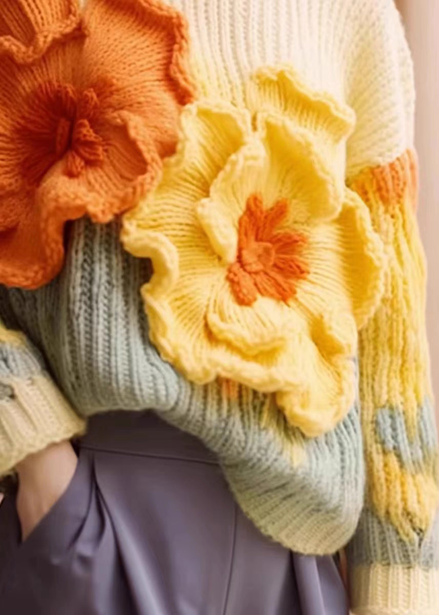 Damegenser med Lange Ermer i Unik Aprikosblomstret Design 3