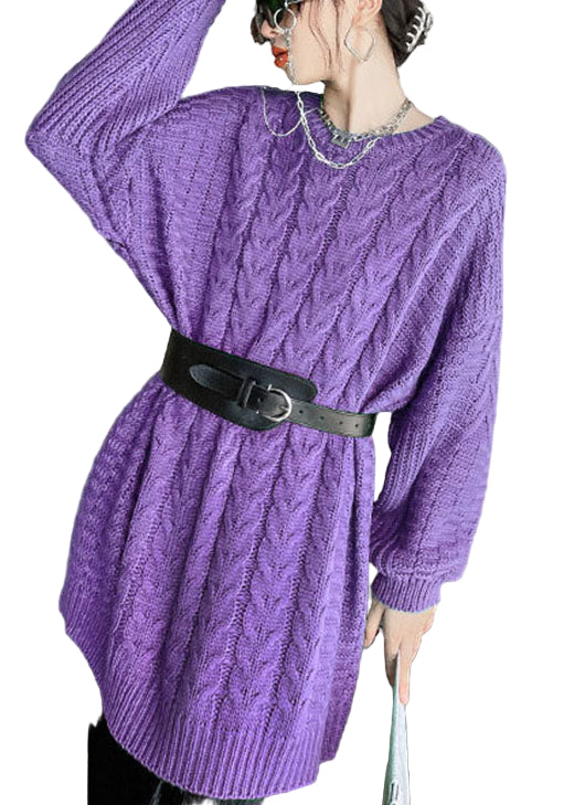 Damegenser med O-hals og Kabelstrikket Design 1