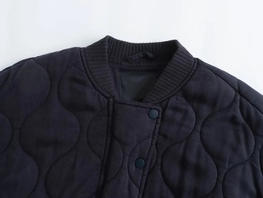 Damejakke med rund hals og vintage stil 5