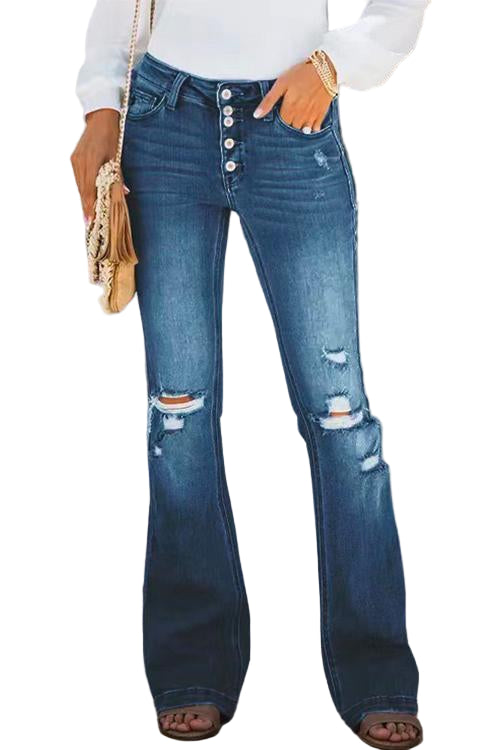 Damejeans Flare med Ripped Detaljer 0
