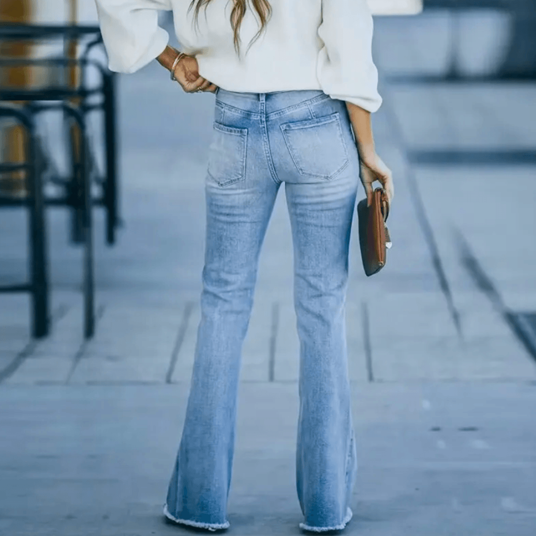 Damejeans Høy Midje Rett Ben for Uformell Stil 2