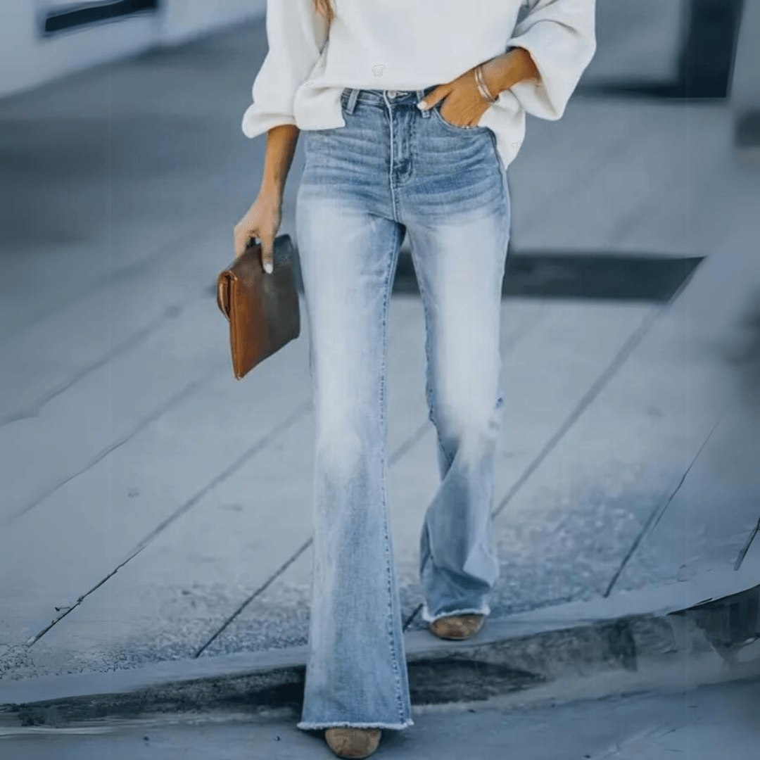 Damejeans Høy Midje Rett Ben for Uformell Stil 4