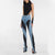 Damejeans Høy Midje Slim Fit Elastisk Denim med Dristige Fargekontraster 1