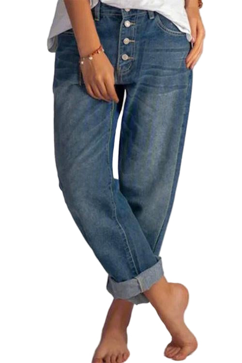 Damejeans Straight Leg Med Knapper 0