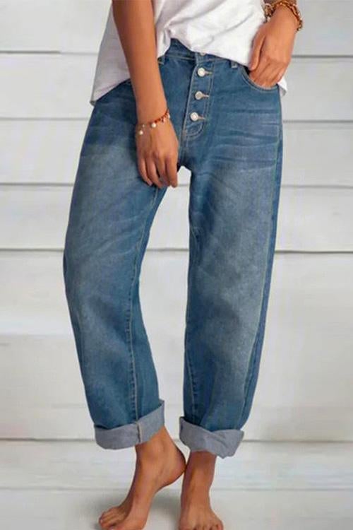 Damejeans Straight Leg Med Knapper 1