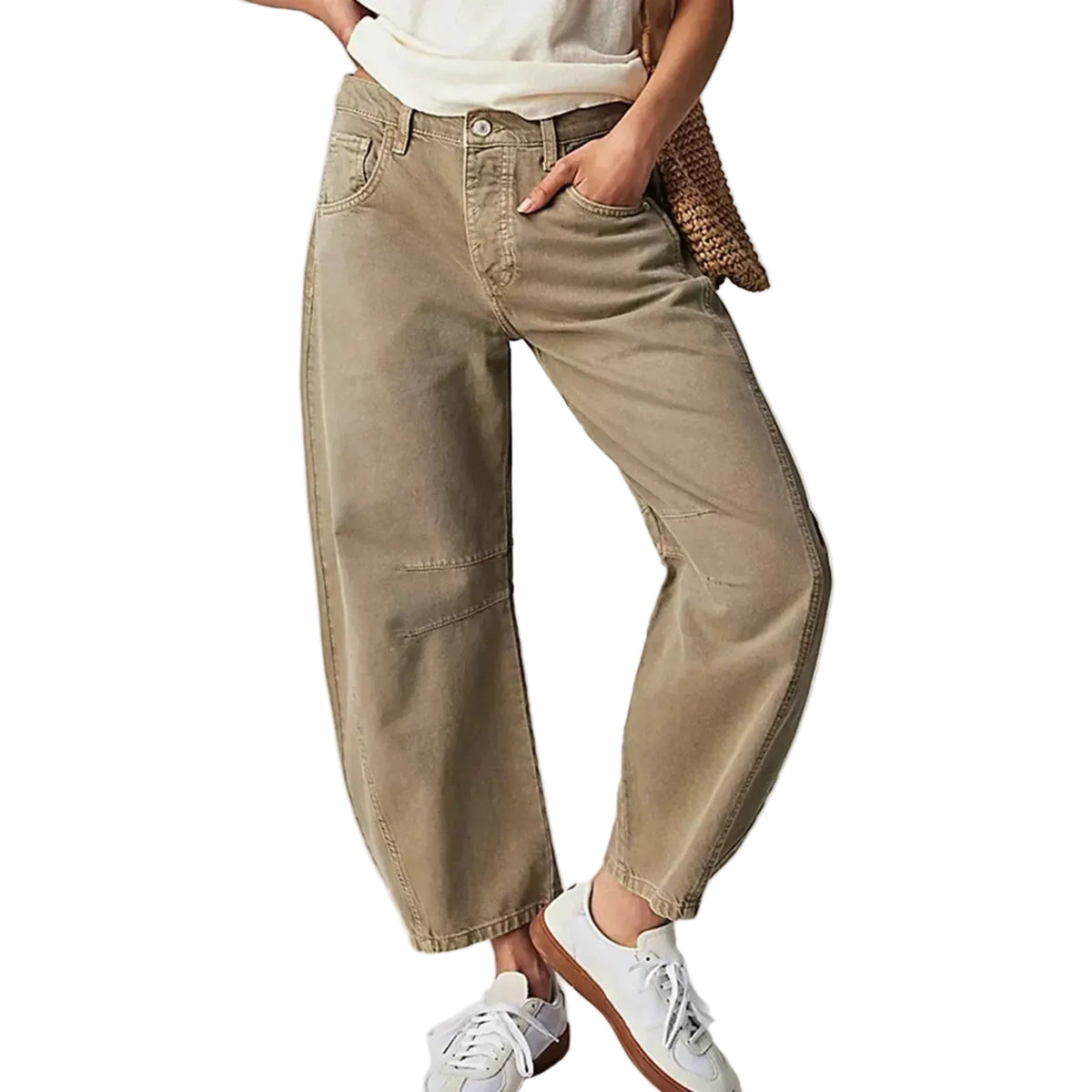Damejeans med Brede Ben og Lav Midje Uformell Stil 0