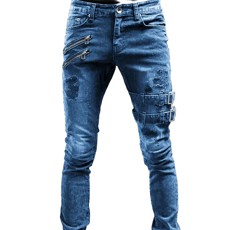 Damejeans med Ribbede Detaljer og Smal Passform 0
