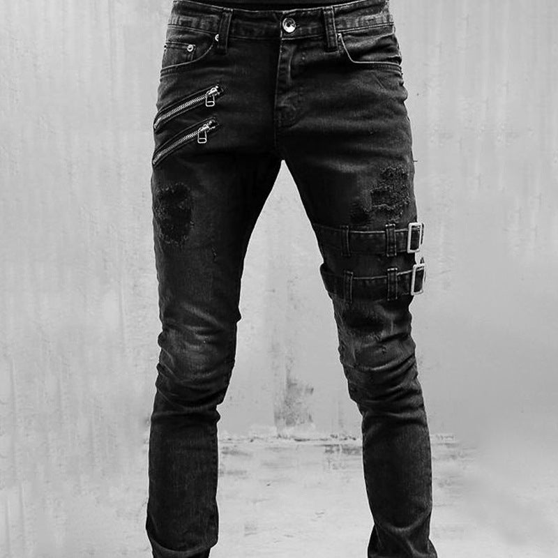 Damejeans med Ribbede Detaljer og Smal Passform 1