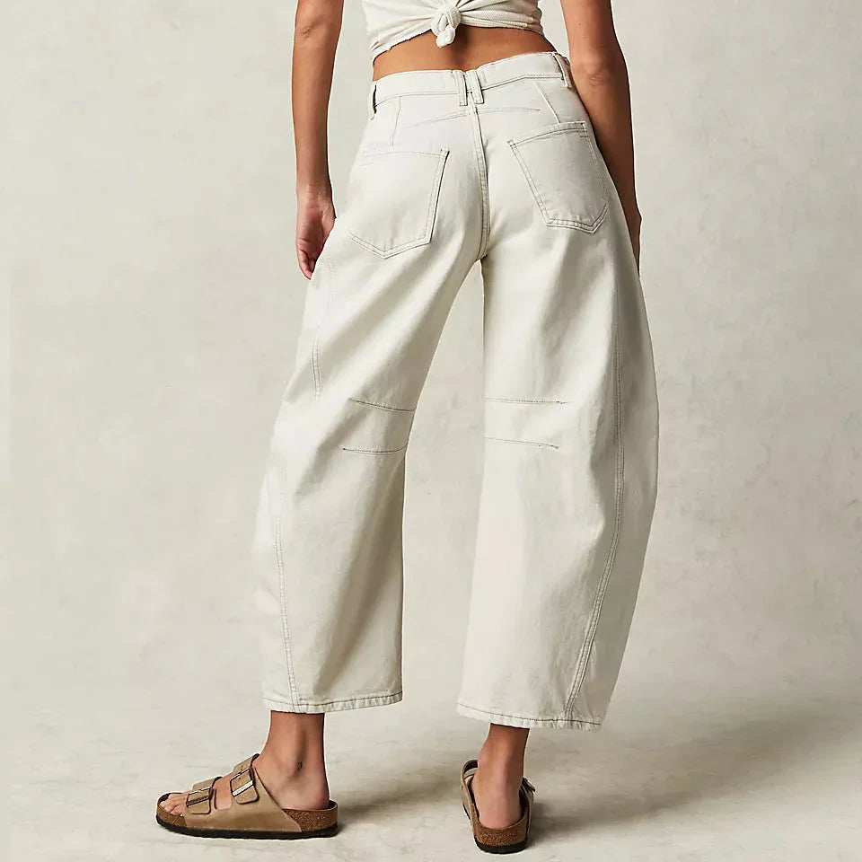 Damejeans med brede ben og høy midje 4