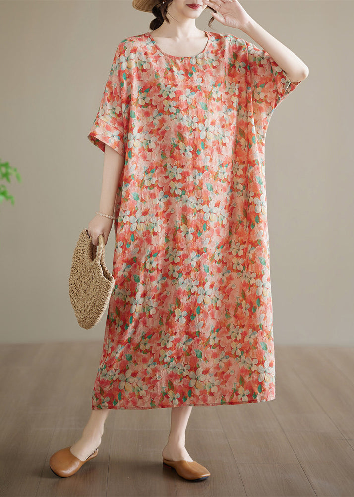 Damekjole Lang Patchwork Med Korte Ermer Uformell Stil 1