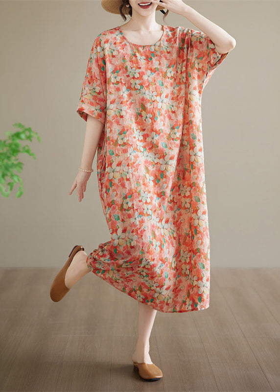 Damekjole Lang Patchwork Med Korte Ermer Uformell Stil 2