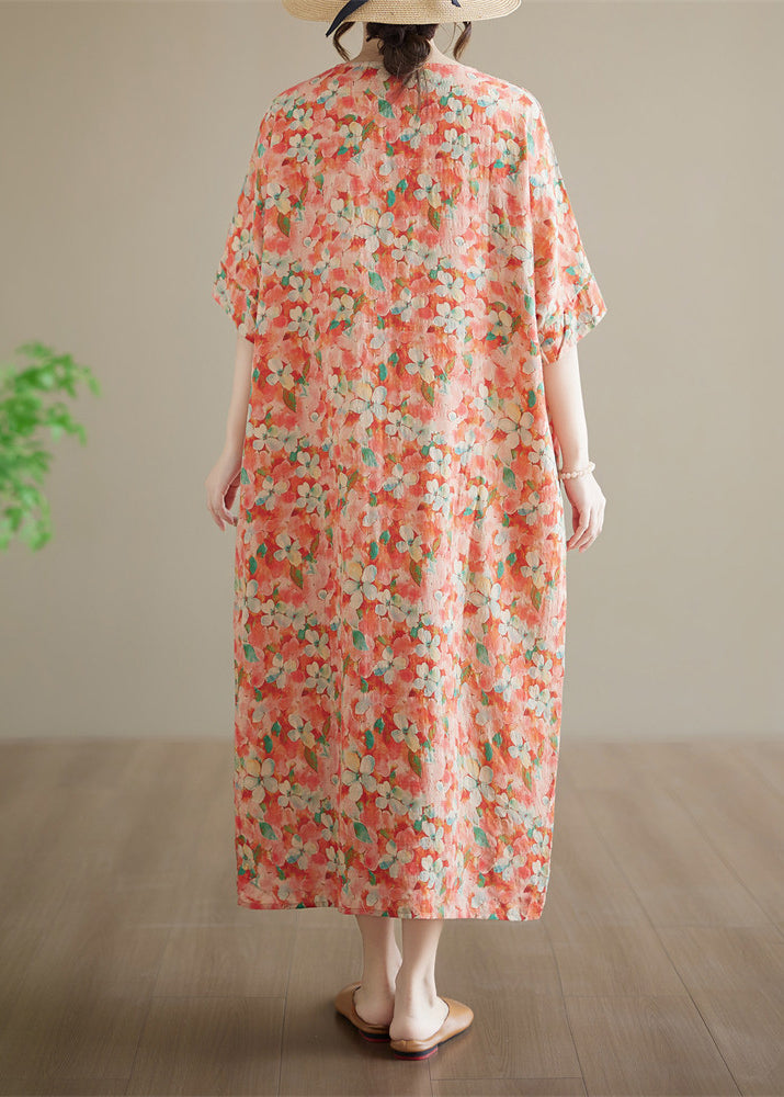 Damekjole Lang Patchwork Med Korte Ermer Uformell Stil 4