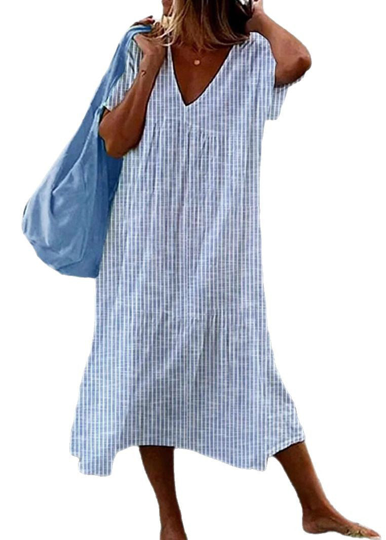 Damekjole Maxi V-hals Stripete 4