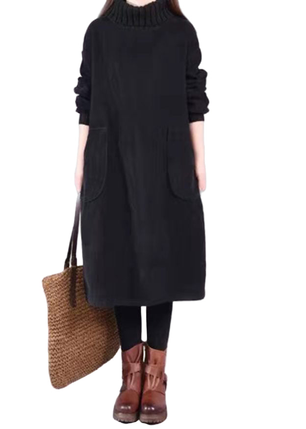Damekjole med Turtle Neck og Lange Ermer Patchwork Design 0