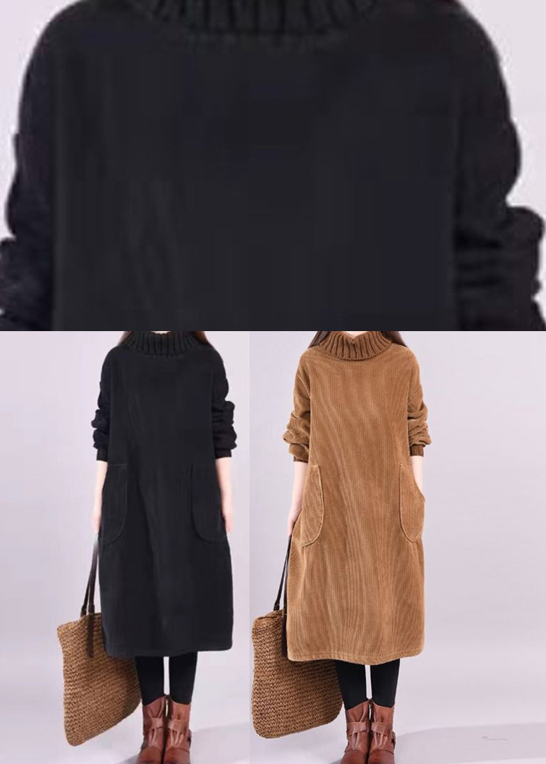 Damekjole med Turtle Neck og Lange Ermer Patchwork Design 4