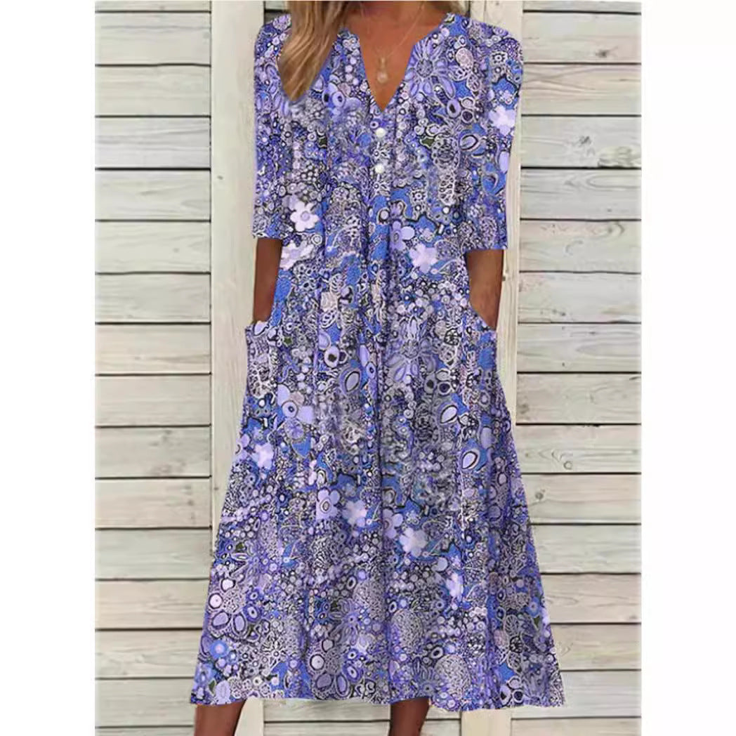 Damen Blomsterkjole Moderne Lett Stoff 2