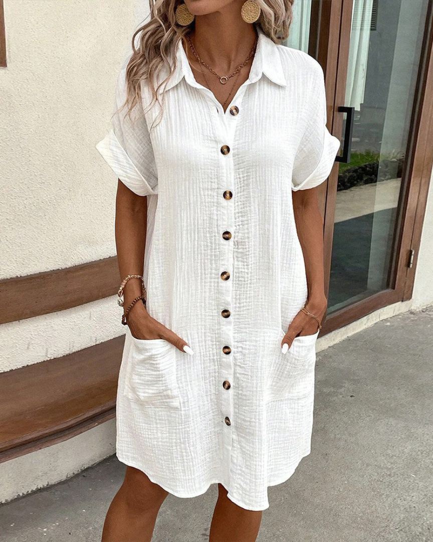 Damen Hemdkleid Klassisk Stil Lett Materiale 0