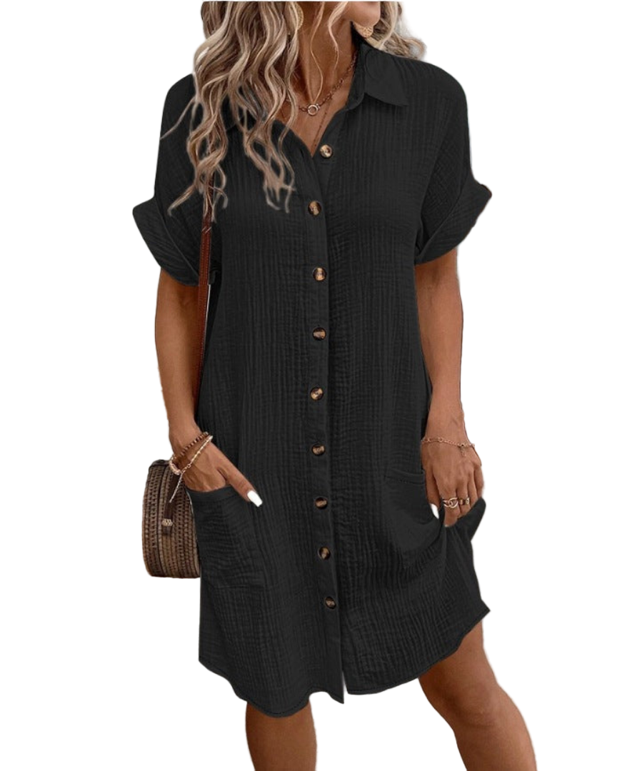 Damen Hemdkleid Klassisk Stil Lett Materiale 2