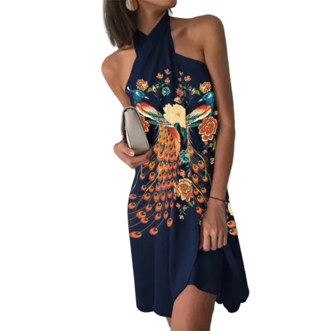 Damen Kjole Enfarget Sommerstil 0